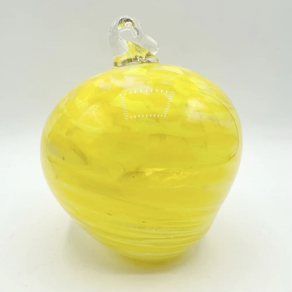 Hand Blown Yellow Art Glass Orb Boise ID USA Part Of Bird Feeder?